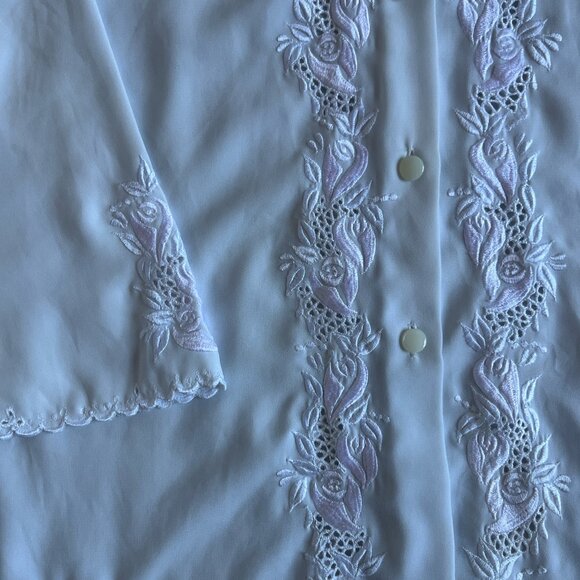 Vintage White Lace Blouse | Romantic Cottagecore Button Down Top Small Medium - Picture 4 of 7